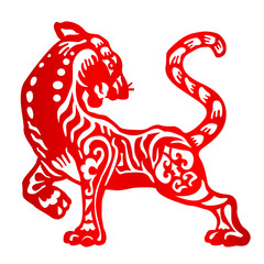 Zodiac Sign for Year of Tiger, The Chinese traditional paper-cut art