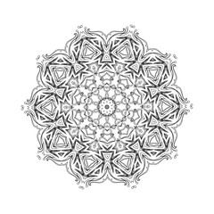 Abstract design black white element. Round mandala in vector. Graphic template for your design. Circular pattern.