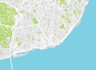 Urban city map of Lisbon, Portugal