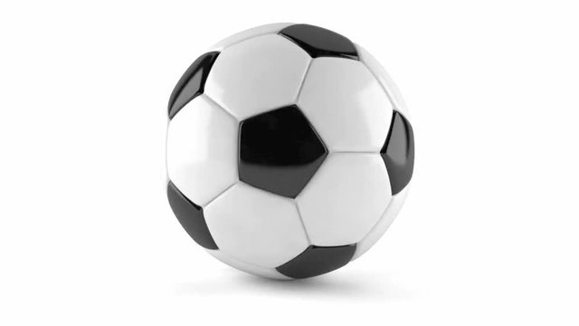 Soccer ball rotating on white background