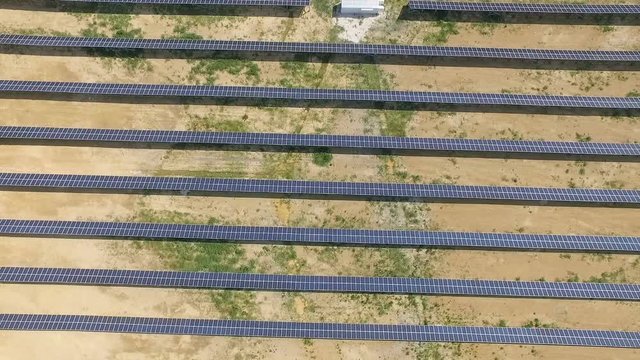 Aerial shot of solar panels - solar power plant.