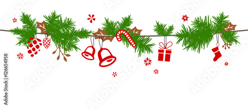 "Weihnachtsmotive mit Tannenzweig" Stockfotos und lizenzfreie Vektoren 