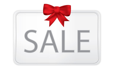 SALE card with red ribbon