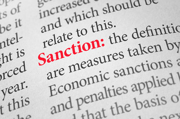 Obraz premium Definition of the word Sanction in a dictionary