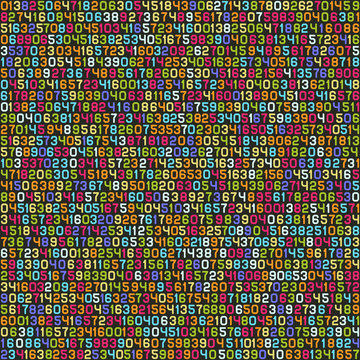 Seamless Color Decimal Computer Code Background Wallpaper. Vector