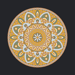 Round mandalas in vector. Abstract design element. Decorative retro ornament. Graphic template for your design.