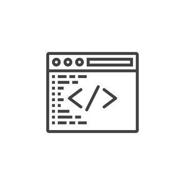 Custom coding symbol. Programming line icon, outline vector sign, linear pictogram isolated on white. logo illustration
