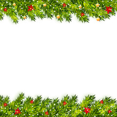 Fototapeta na wymiar Christmas tree branches frame vector