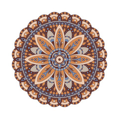 Round mandalas in vector. Graphic template for your design. Decorative retro ornament. Hand drawn background with flowers.