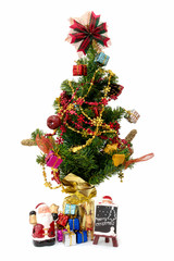 Christmas tree with colorful ornaments on white background