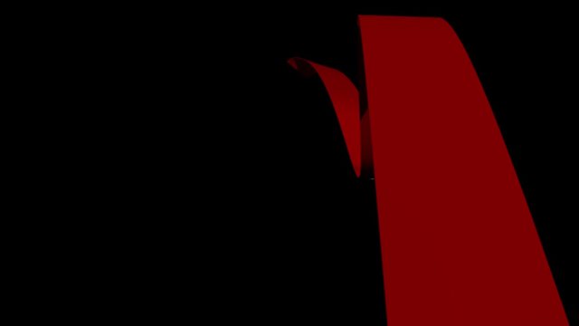 series of red ribbons pass in and out, mask pass included