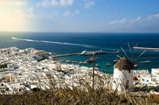 The top view of Mykonos island