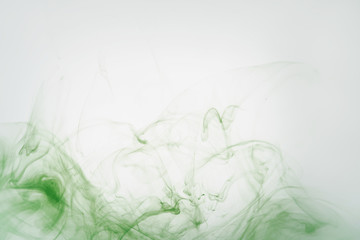 Fototapeta na wymiar green ink poured in water