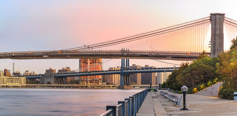 View to Manhattan from Brooklyn Bridge Park  at night