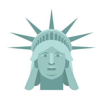 Head of Statue of Liberty. Face sculpture America. Monument in U