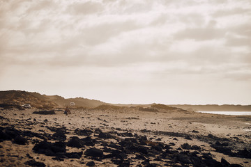 Fototapeta na wymiar Sonnenuntergang Strand Fuerteventura Surf