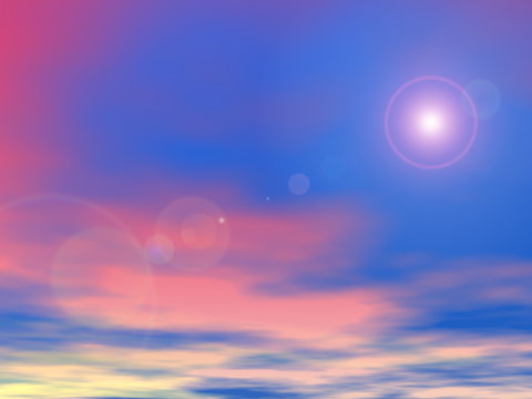 Sun in the sunset sky background - 3D render