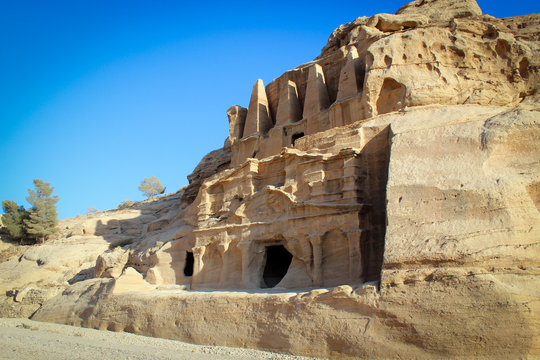 Ancient buildings along the Roman road to Petra, Jordan
