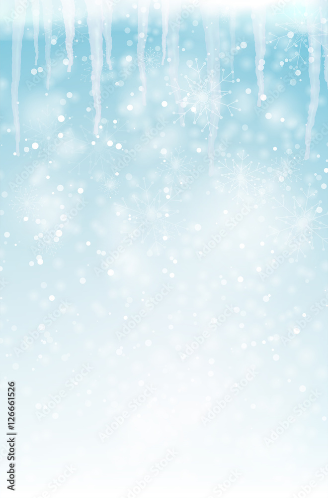 Canvas Prints abstract winter background with snowflakes and icicles