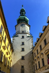 St Michael's tower in the old city, Bratislava, Slovakia, Europe
