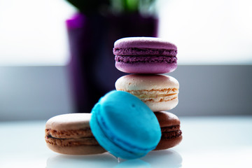 Traditional french colorful macarons