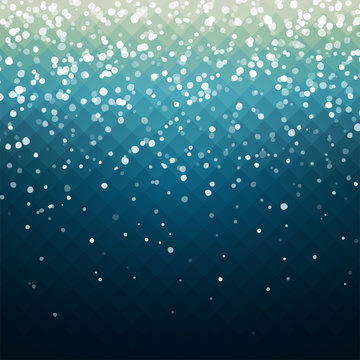 Abstract vector illustration in bright blue shades with fallen snowflakes effect. Snowy background for your Christmas design.
