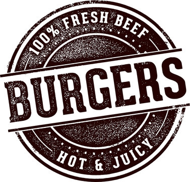 Vintage Burgers Restaurant Menu Stamp