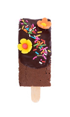 Brownie on white background