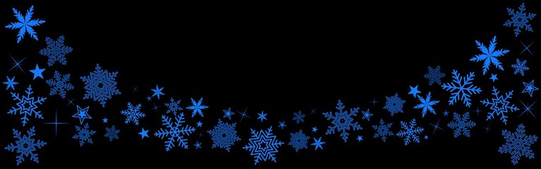 Bannière avec étoiles bleues sur fond noir