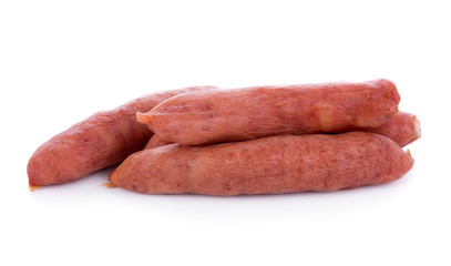 Chinese sausage on white background