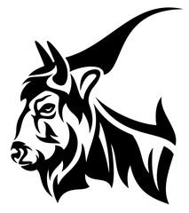 bison profile head black and white vector design © Cattallina