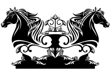 horse profile  head black and white vector design