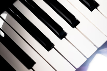 Piano keyboard close up