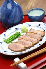 kamo rosu, seared duck breast steamed, japanese cuisine