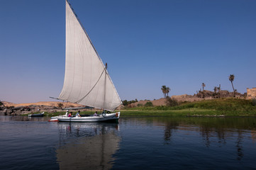 Felucca on the River Nile at Abu Simbel, Egypt