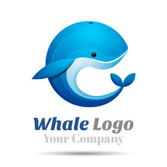 Whale Volume Logo Colorful. 3d Vector Design. Corporate identity