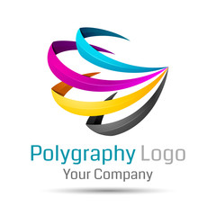 CMYK logo. Can be used in business connected printers illustration. Volume Logo Colorful 3d Vector Design Corporate identity