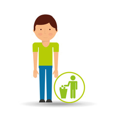 boy cartoon save earth. garbage trash can icon vector illustration eps 10