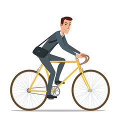 Simple cartoon of businessman riding a bicycle. Vector Illustration isolated on white background in flat style