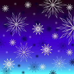 ажурные снежинки на градиентном сине-голубом фоне