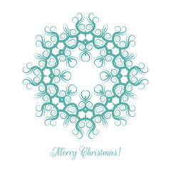 Beautiful snowflake pattern. Decorative ornament for Christmas card. Mandala. Vector illustration.