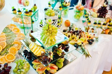 Fototapeta na wymiar Wedding reception, table of fruits