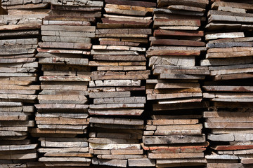 Old Wood pile, stack of wood.