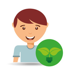 happy boy plant environment sign vector illustration eps 10