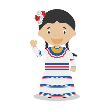 Character from Dominican Republic dressed in the traditional way Vector Illustration. Kids of the World Collection.