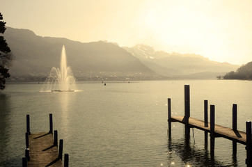 Annecy lake and mountains