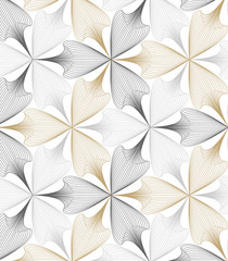 Abstract linear petal flower. Vector pattern