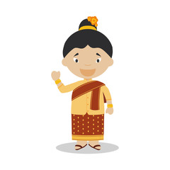 Character from Laos dressed in the traditional way Vector Illustration. Kids of the World Collection.