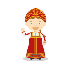 Character from Russia dressed in the traditional way Vector Illustration. Kids of the World Collection.