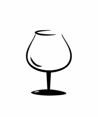 sketch of isolated empty cognac glass